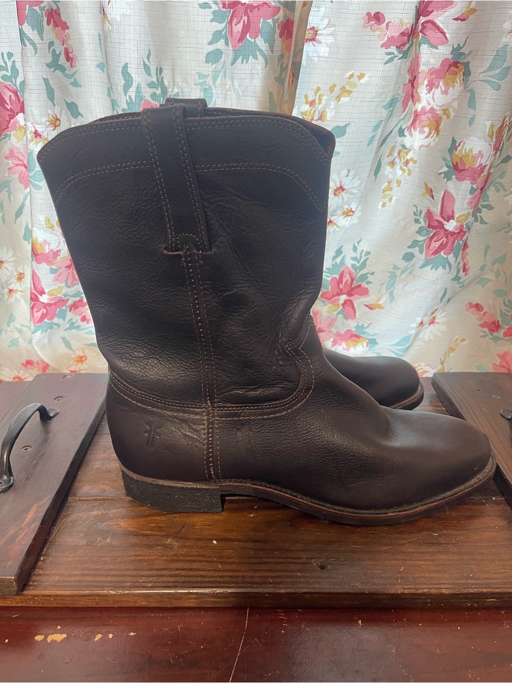 Frye Men’s 10.5 D Black Leather Roper Western Boots Neoprene Soles 755052